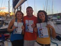 Freya, Laura and Nathan receiving their Coastal Skipper Certificates November 10